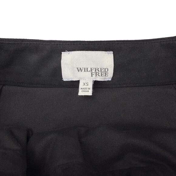 WILFRED FREE Aritzia Nescher Faux Suede Mini Skirt Sz XS Black - Picture 3 of 4